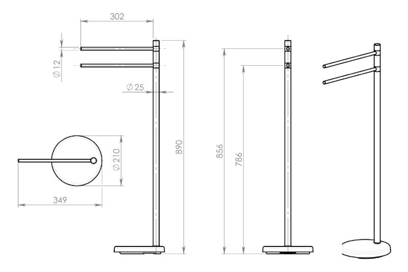 Stojan na ručníky, bílá MM31