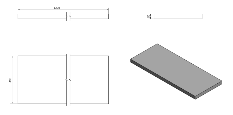 AVICE deska pod umyvadlo 120x50cm, tl.5cm, dub tmavý AV1211