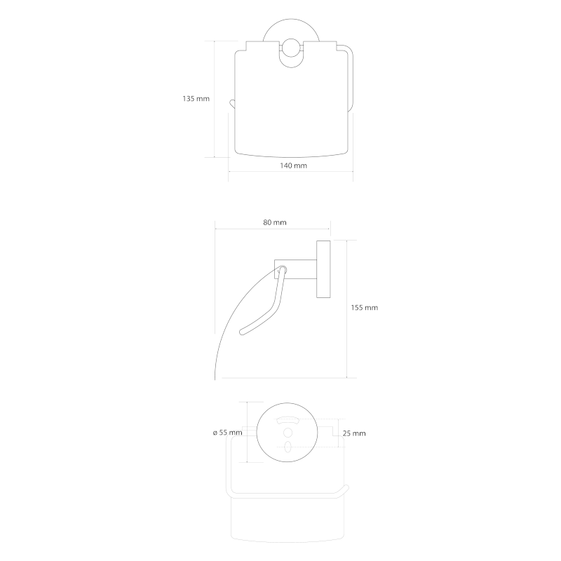 X-ROUND GOLD držák toaletního papíru s krytem, zlato mat XR732GB