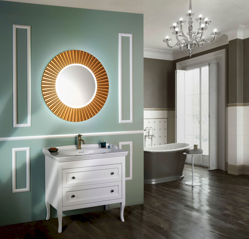 PRIDE STRIP kulaté zrcadlo s LED osvětlením v rámu ø 75cm, bronz PD754