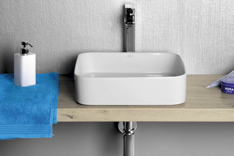 BLADE keramické umyvadlo na desku, 40x40cm, bílá WH050