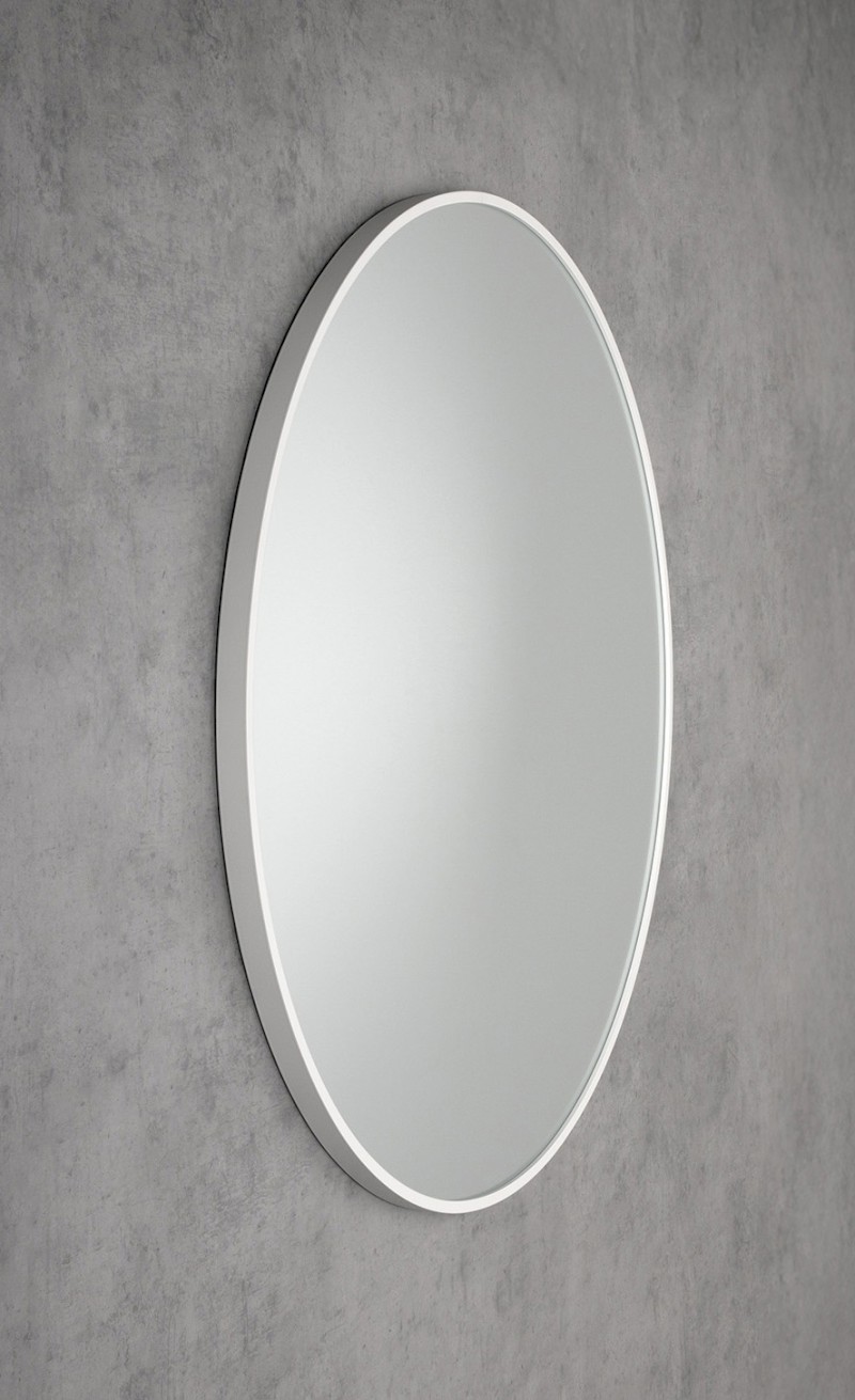 NOTION SLIM kulaté zrcadlo v rámu ø 60cm, bílá mat NT600W