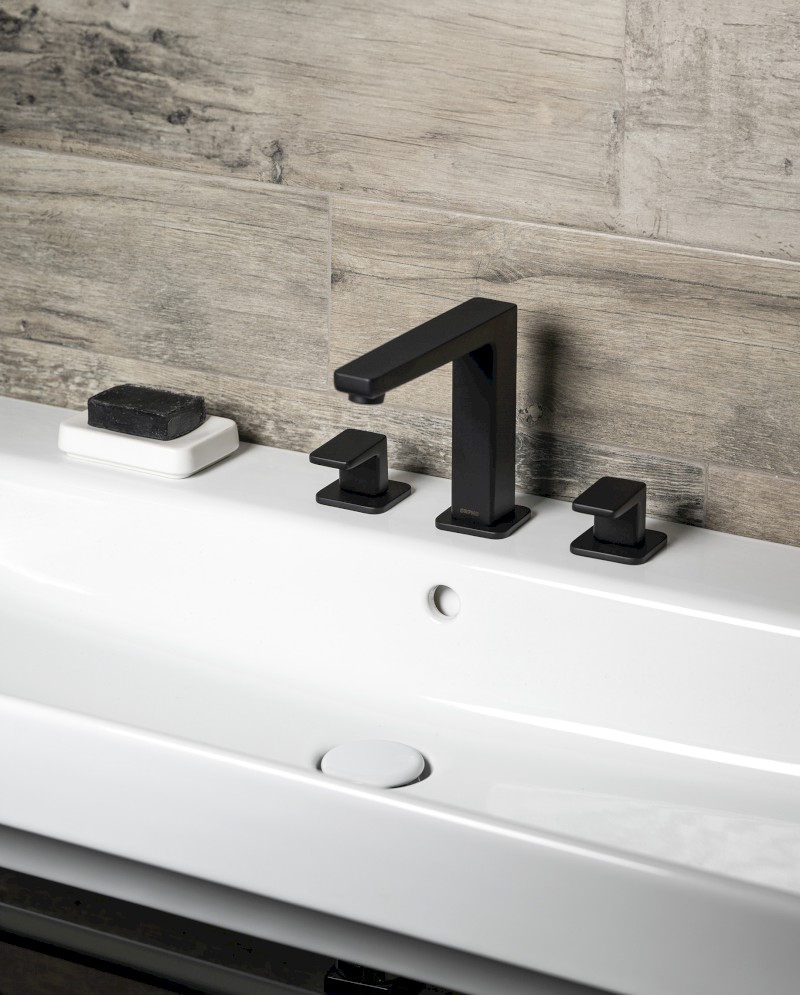 TURSI tříprvková stojánková umyvadlová baterie, černá mat TI017B