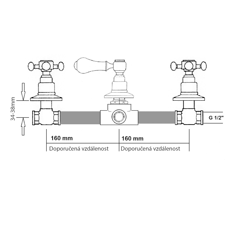 ANTEA podomítková sprchová baterie, 2 výstupy, zlato SET305-105