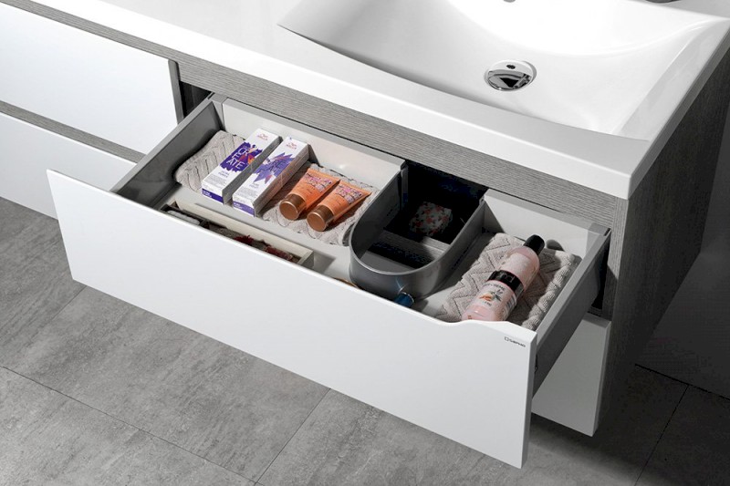 WAVE dvojumyvadlová skříňka 149,7x50x47,8cm, bílá/dub stříbrný WA150-3011