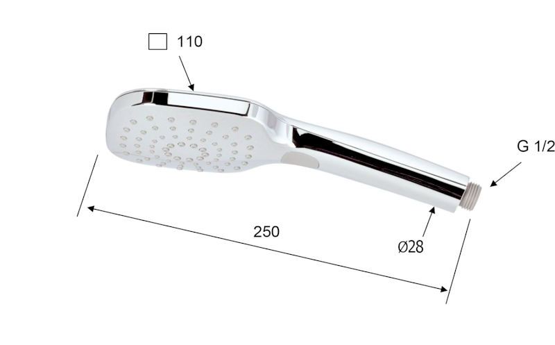 Ruční masážní sprcha s tlačítkem, 4 režimy sprchování, 100x100mm, ABS/chrom 1204-24