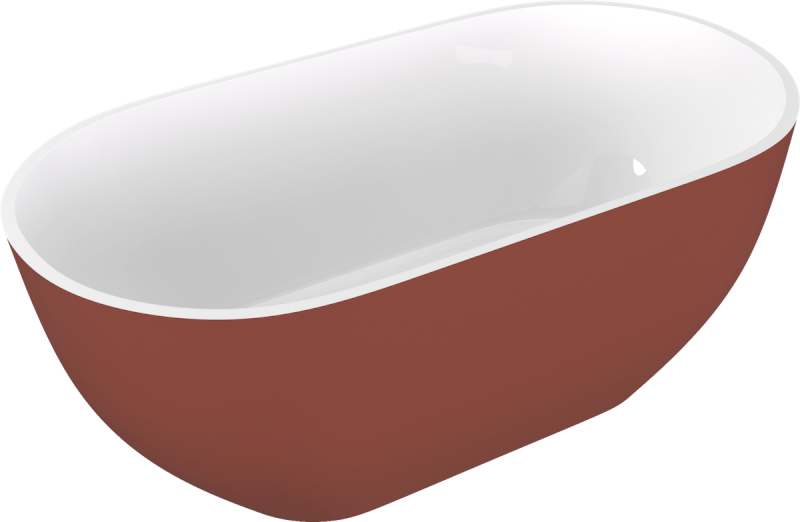 REDUTA volně stojící vana litý mramor 150x75x58cm, bílá/hnědá mat 71843.72