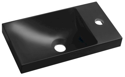AGOS umývátko, litý mramor, 40x22cm, levé/pravé, černá mat AS400B