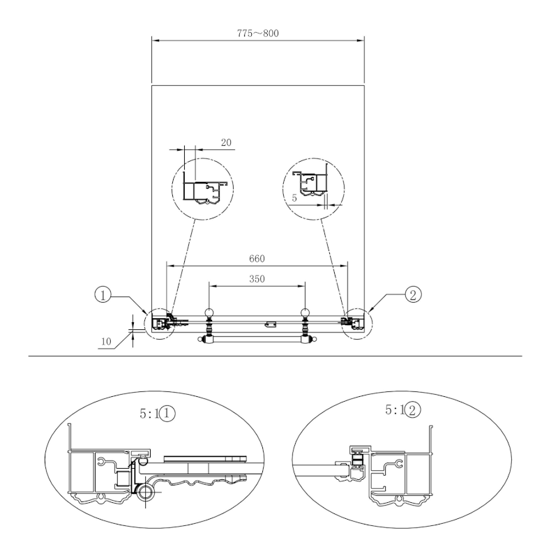 ANTIQUE sprchové dveře otočné, 800mm, levé, ČIRÉ sklo, bronz, světlý odstín GQ1280LCL