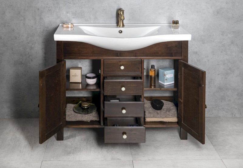 AMBRA umyvadlová skříňka 96x82x34,5cm, mořený smrk AB1040