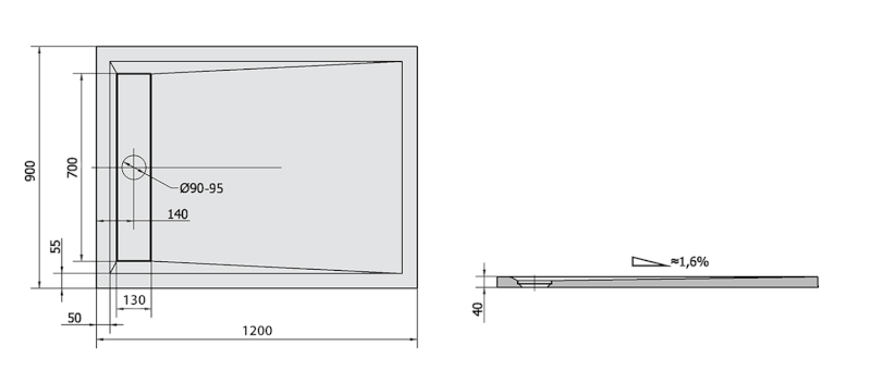 VARESA sprchová vanička z litého mramoru se záklopem, obdélník 120x90cm, bílá 71603