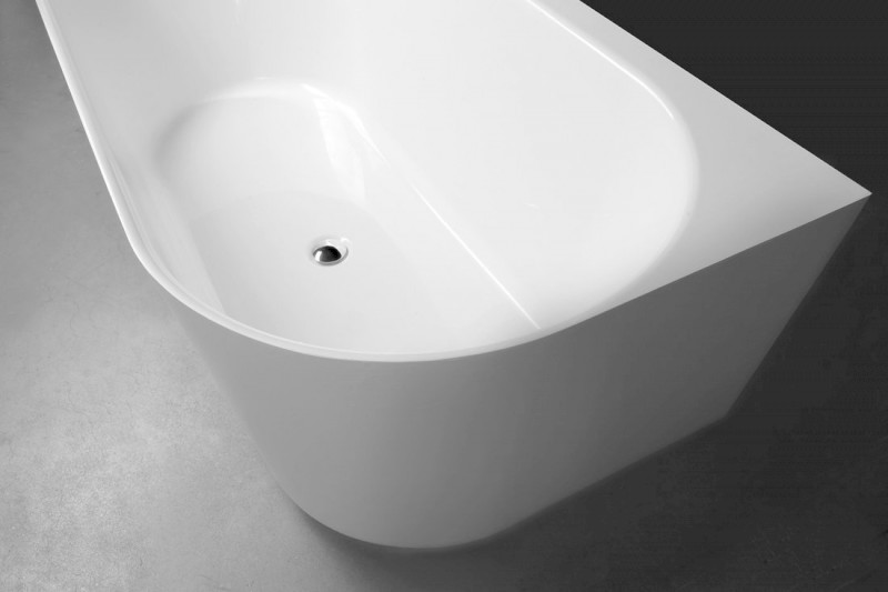 SUSSI L rohová stojící vana, litý mramor 160x70x49,5cm, bílá 90191L