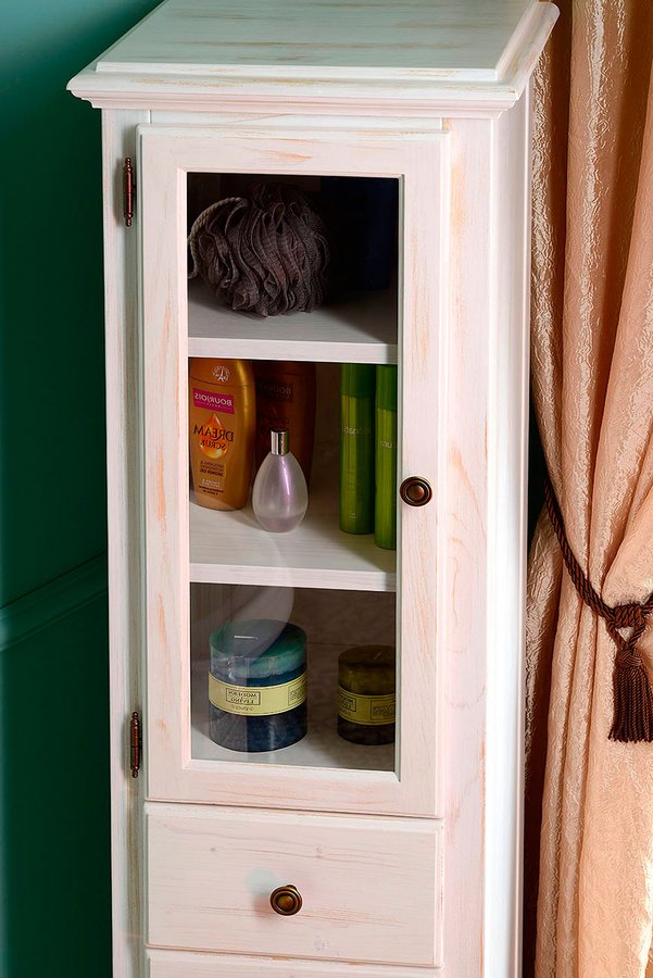 RETRO skříňka vysoká 40x170x36cm, starobílá, levá 1666