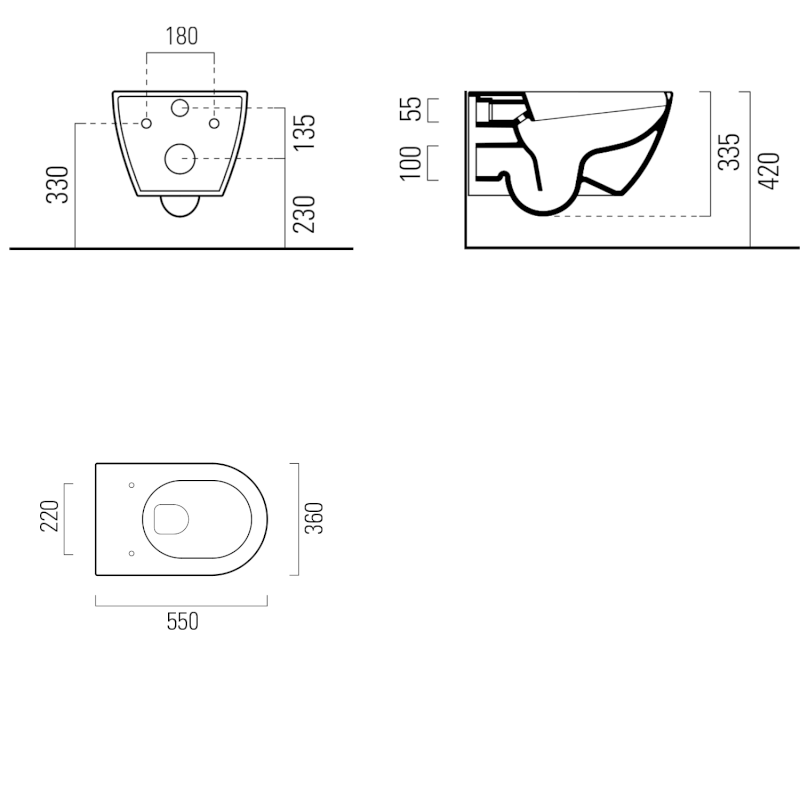 PURA závěsná WC mísa, Swirlflush, 36x55cm, černá dual-mat 881526