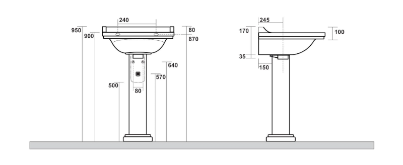 WALDORF universální keramický sloup k umyvadlům 60, 80 cm, bílá 417001