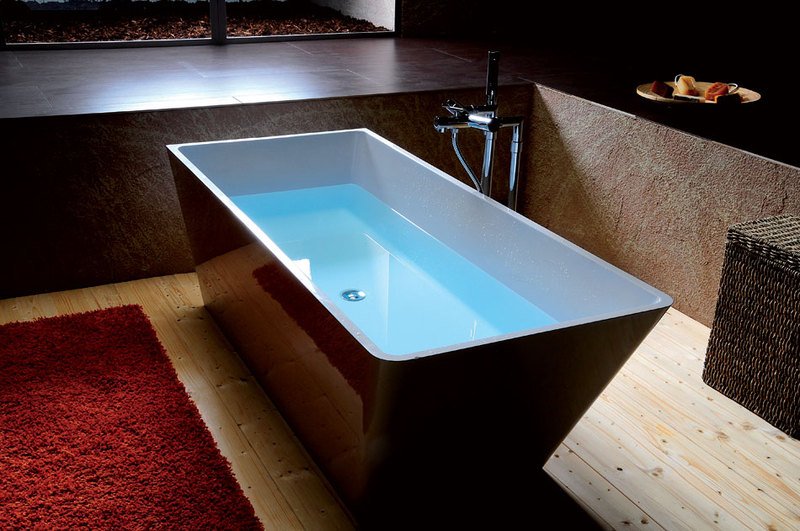 HERHIS volně stojící vana litý mramor 170x72x63cm, bílá 10613