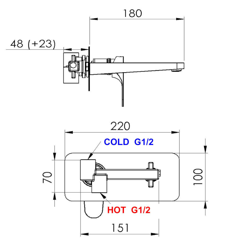 CORNELI podomítková umyvadlová baterie, chrom CE08
