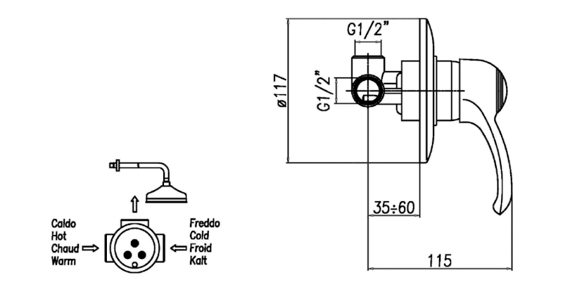 KIRKÉ podomítková sprchová baterie, 1 výstup, zlato KI41Z