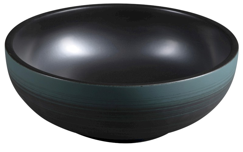 PRIORI keramické umyvadlo na desku, Ø 41cm, černá/zelená PI039