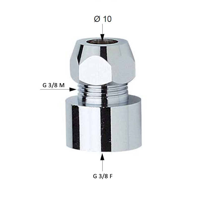 Redukce F3/8x10, chrom 60061