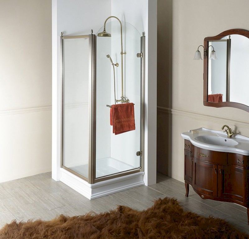 ANTIQUE sprchové dveře otočné, 800mm, pravé, ČIRÉ sklo, bronz GQ1380RC