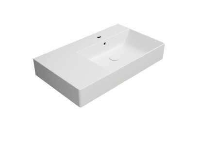 KUBE X keramické umyvadlo 80x47cm, s odkládací plochou vlevo, bílá mat 9457109