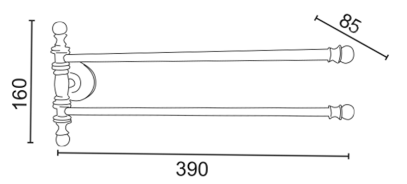 PERLA dvojitý držák ručníků otočný 390mm, růžové zlato PE0177