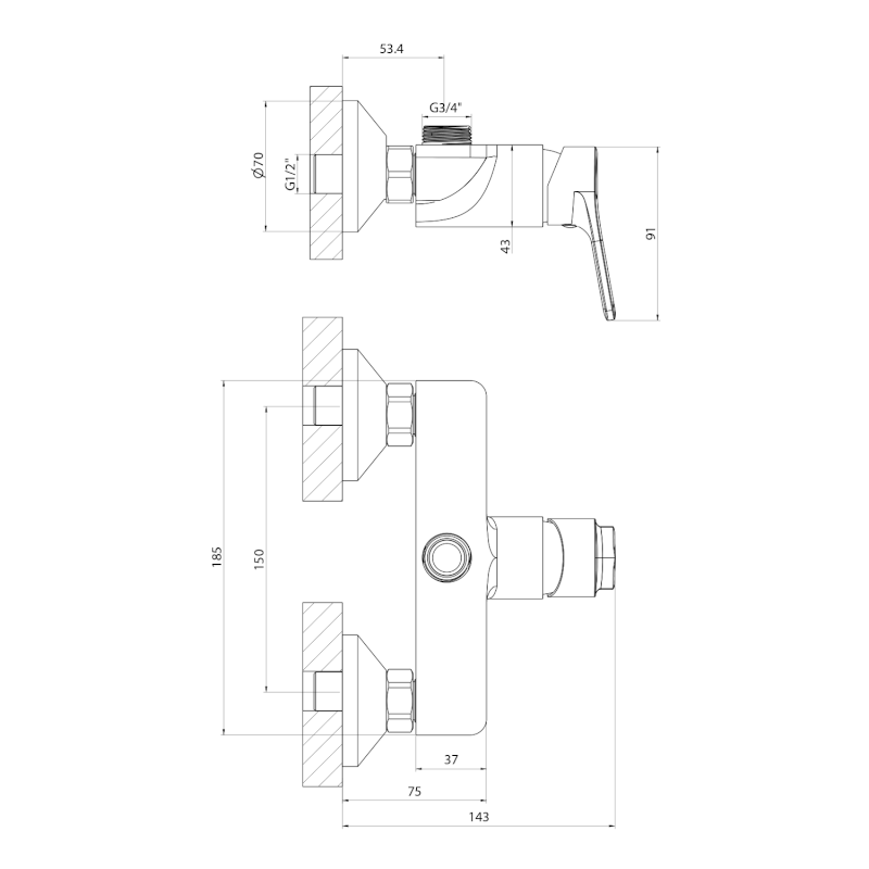 SINTRA nástěnná baterie 3/4