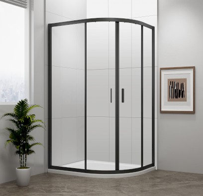 EASY BLACK čtvrtkruhová sprchová zástěna 900x800mm, L/R, čiré sklo EL2815B