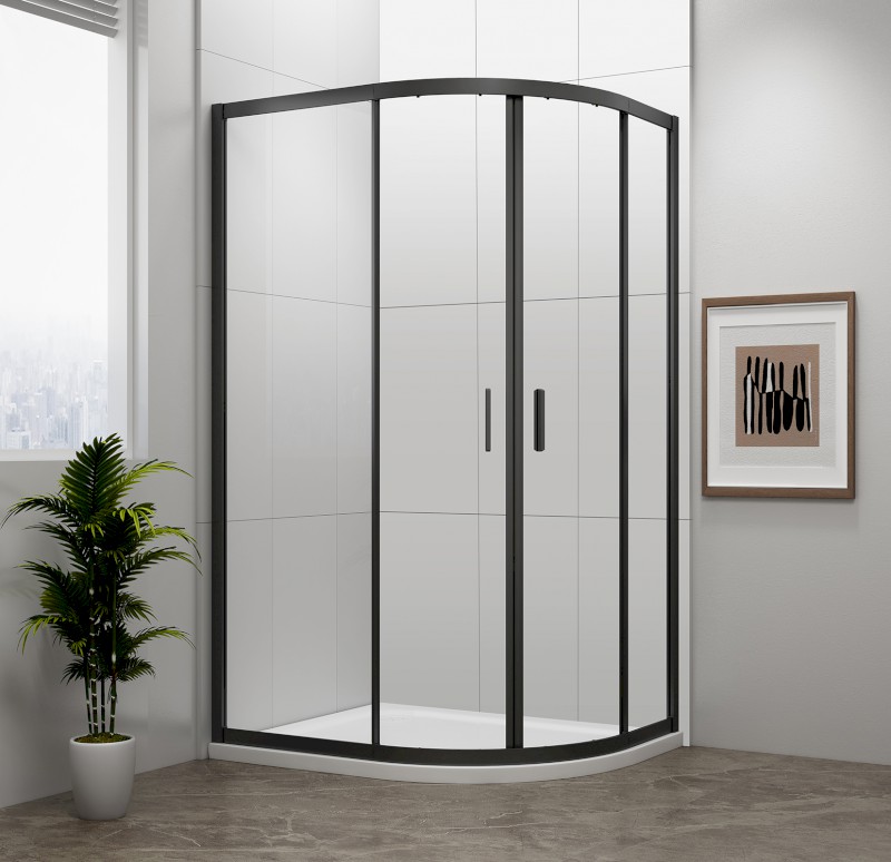 EASY BLACK čtvrtkruhová sprchová zástěna 900x800mm, L/R, čiré sklo EL2815B