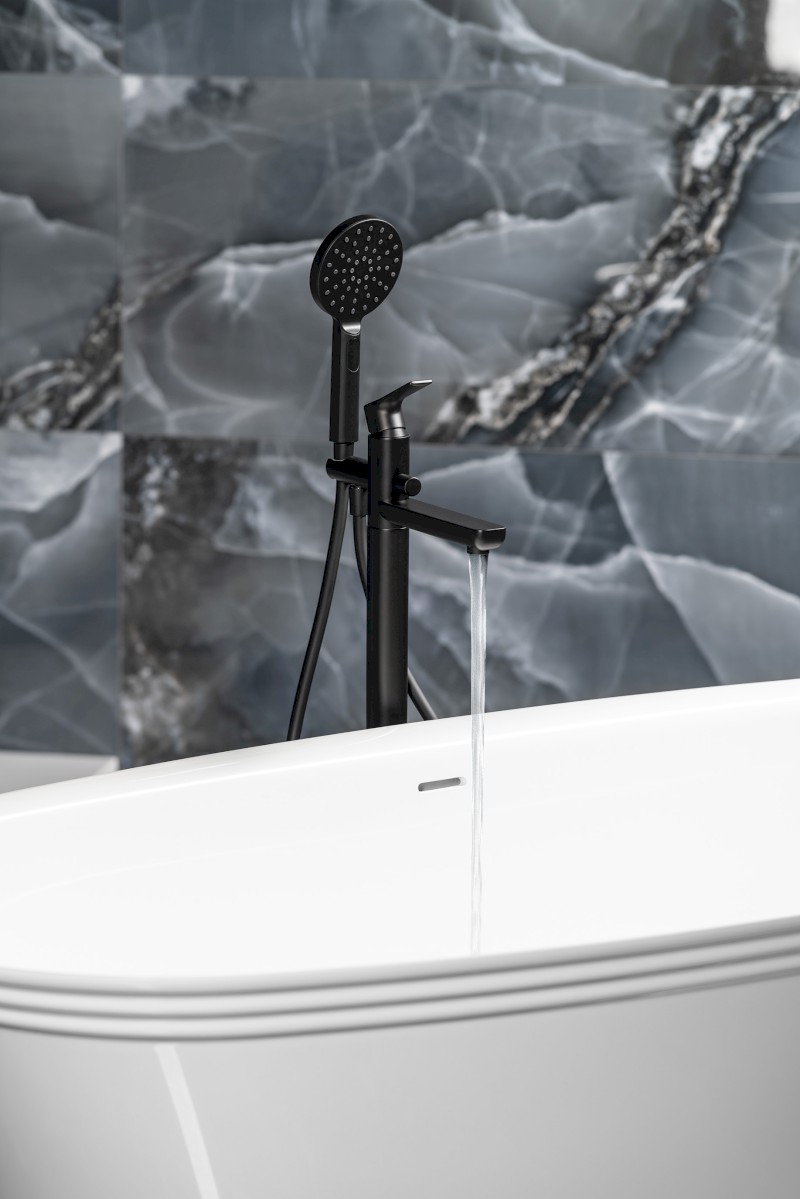 PAX vanová baterie s připojením do podlahy, černá mat XA21/15