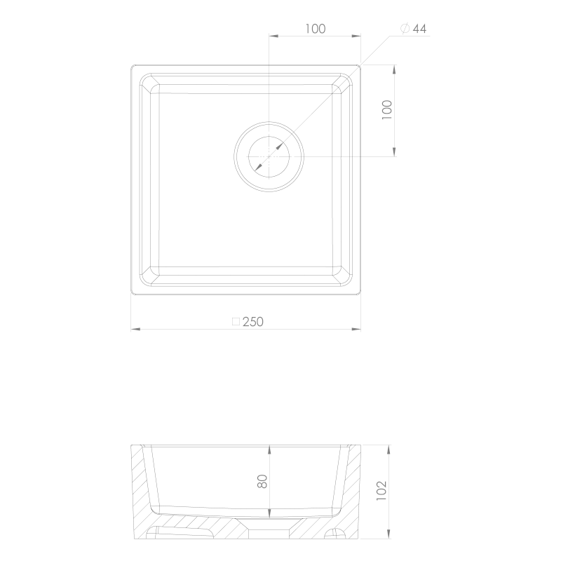 SANNA umývátko na desku, litý mramor, 25x25cm, bílá SN250
