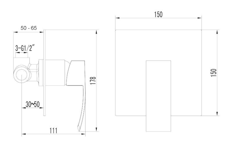 GINKO podomítková sprchová baterie, 1 výstup, černá mat 1101-41B
