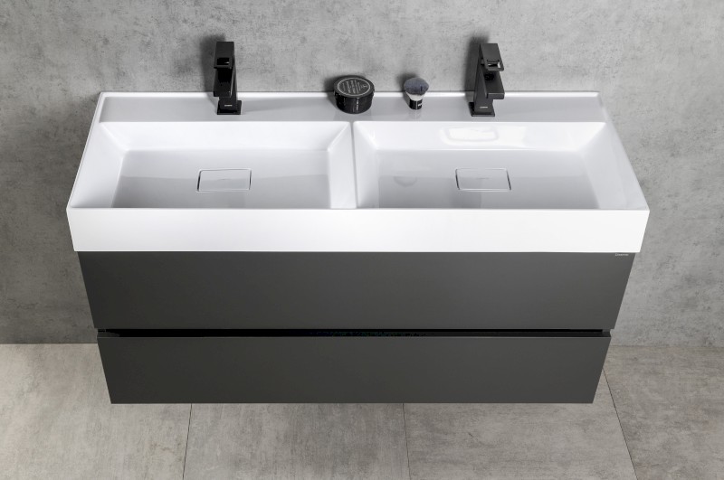 GODIVA dvojumyvadlo, litý mramor, 119x44cm, bílá GU119