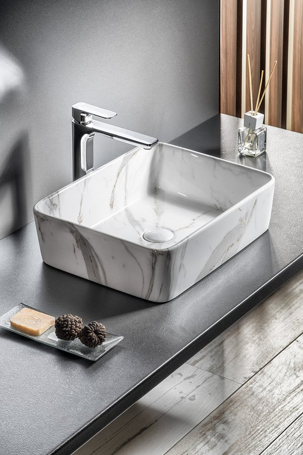 DALMA keramické umyvadlo na desku, 48x38cm, carrara MM517