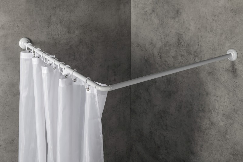 Závěsová tyč rohová 90x90cm, hliník, bílá AC9090