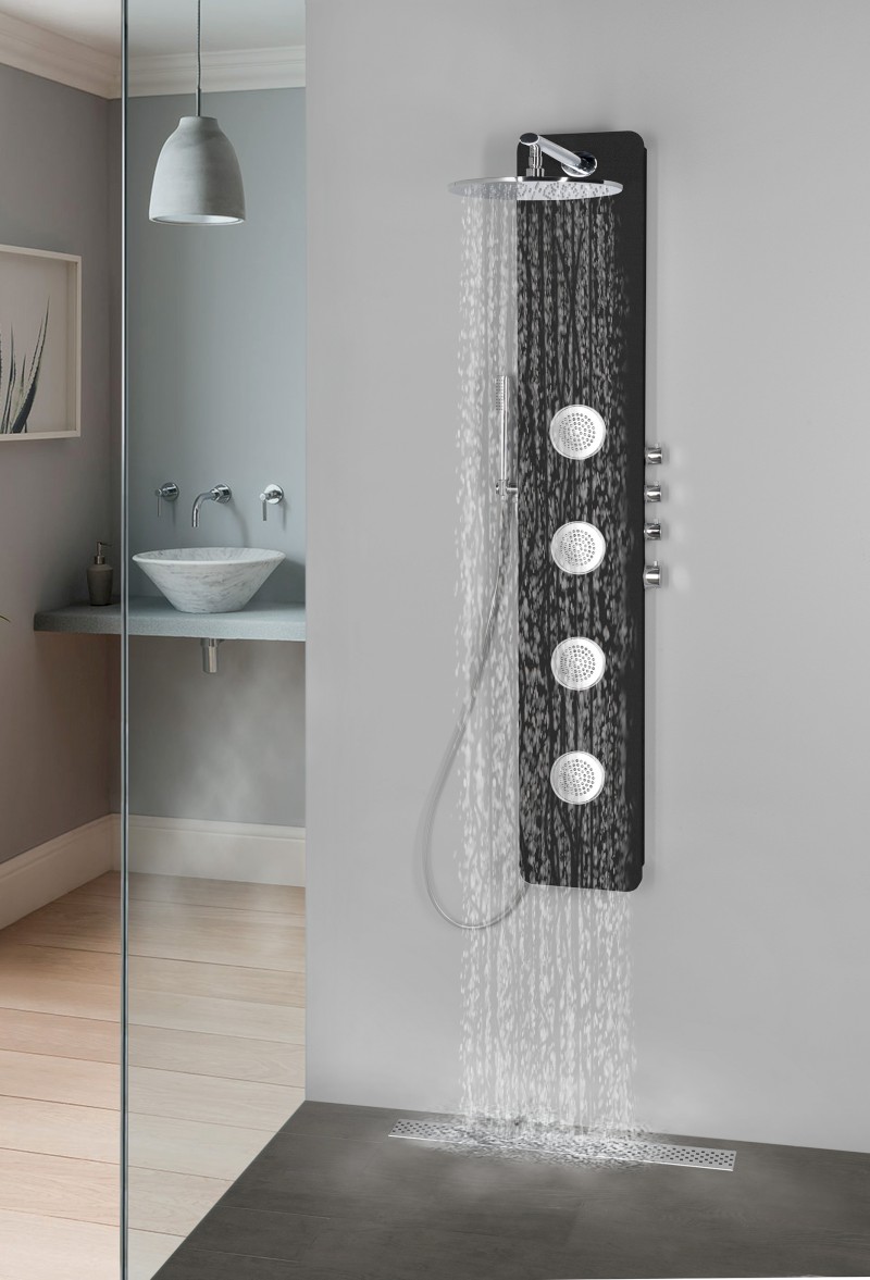 SPIRIT ROUND termostatický sprchový panel 250x1550mm, černá 71251