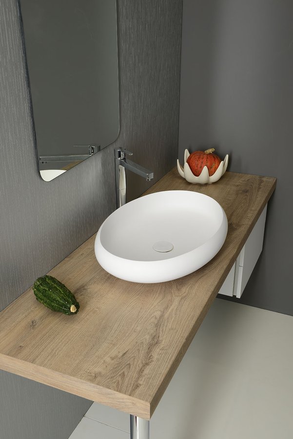 THIN umyvadlo na desku, Rockstone, 60x40 cm, bílá mat WN213