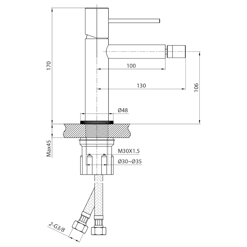 SOLARIS stojánková bidetová baterie, chrom WD003