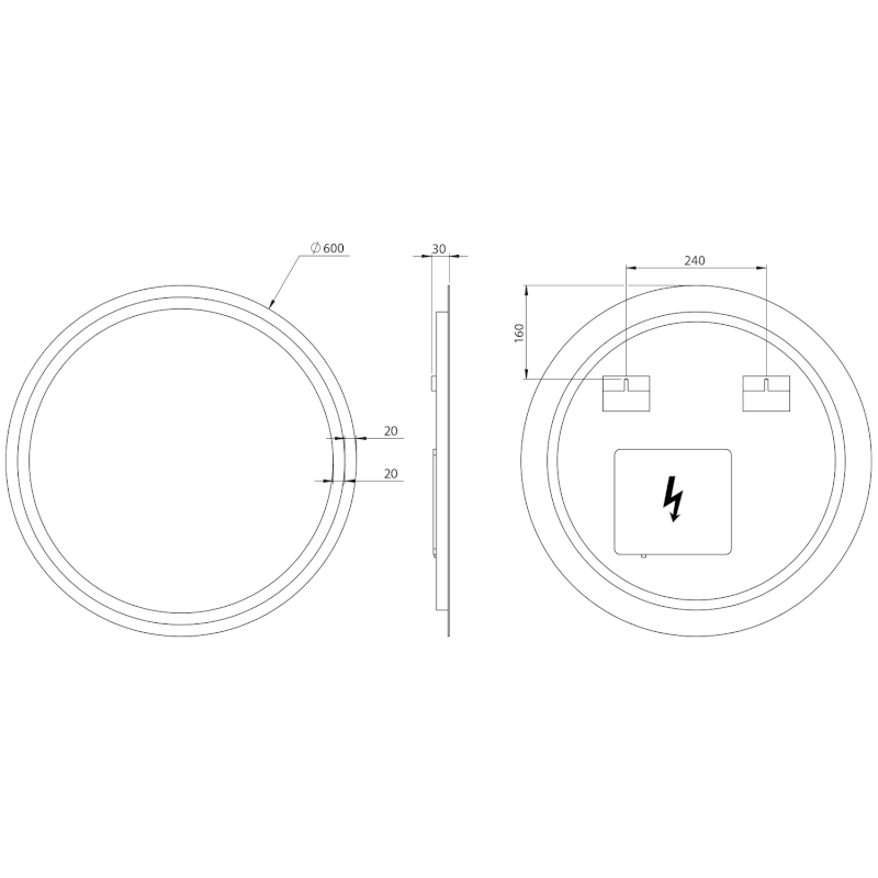 NYX kulaté zrcadlo s LED osvětlením ø 60cm NY600