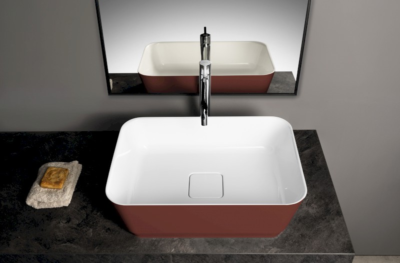 BANERA SQUARE umyvadlo na desku, litý mramor, 50x36cm, bílá/hnědá mat 14596.72