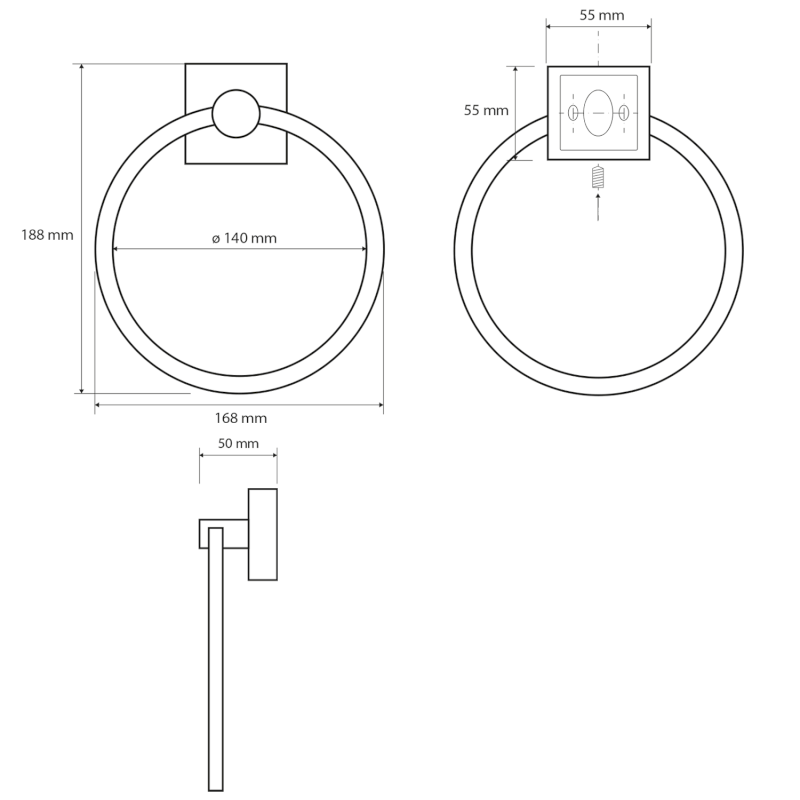 X-SQUARE držák ručníků kruh, chrom XQ406