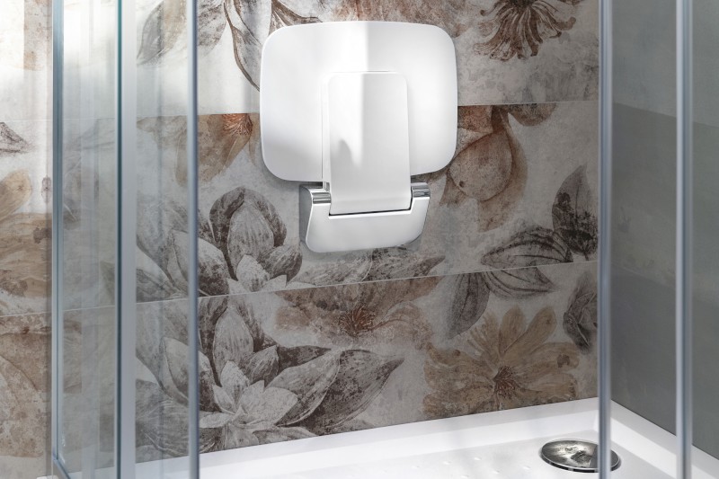 SAAP sklopné sedátko do sprchového koutu, 35x32,8cm, bílá CW1110W