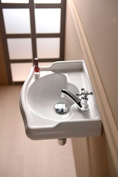 RETRO keramické umývátko 41x30cm, otvor pro baterii vpravo, bílá 103301DX