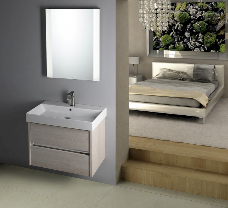 NIRONA umyvadlová skříňka 57x51,5x43 cm, dub Mocca NR060-1212