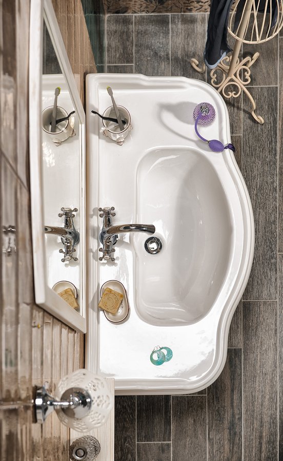 RETRO umyvadlová skříňka 89x80x48cm, starobílá 1621