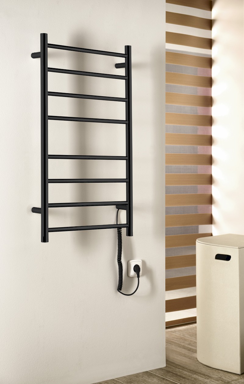 REDONDO elektrický sušák ručníků, kulatý, 500x900 mm, 75 W, černá mat ER220BV