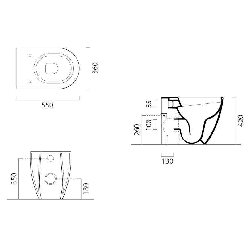 PURA WC mísa stojící, Swirlflush, 36x55cm, spodní/zadní odpad, černá dual-mat 889026
