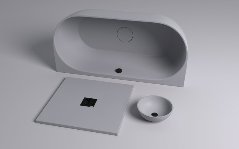 FLEXIA vanička z litého mramoru s možností úpravy rozměru, 120x100cm, šedá mat 71563.31