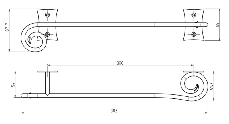 REBECCA držák ručníků 300mm, černá CC320